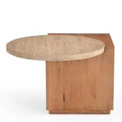 Jessie Bijzettafel Mangohout Travertin 60 cm