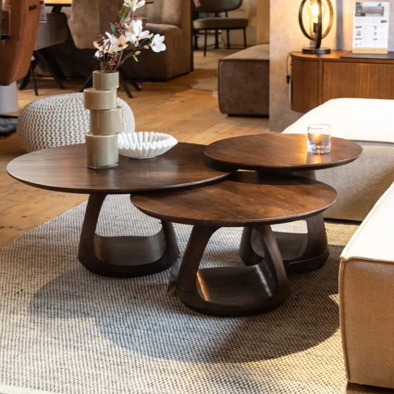 Mike Salontafel set van 3 Walnoot