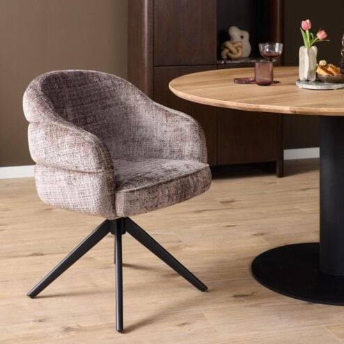 Tessa Eetkamerstoel Stone met Zwarte poot