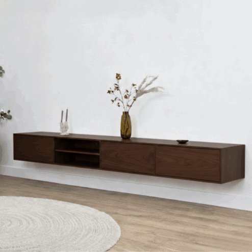 Sigge Zwevend Tv meubel walnoot 240cm