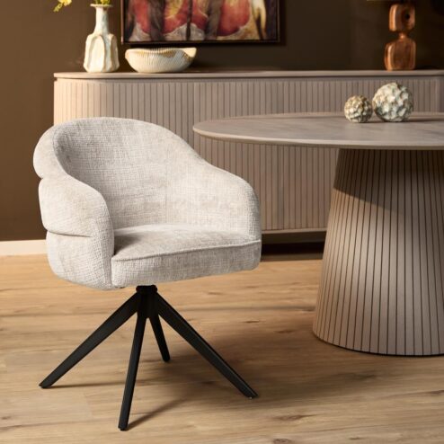 Tessa Eetkamerstoel Gebroken wit met Zwarte poot