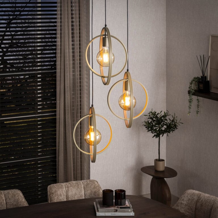 Bellamy 3-lichts getrapte Hanglamp Beige