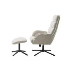 Chris Relaxfauteuil met voetenbank gebroken wit