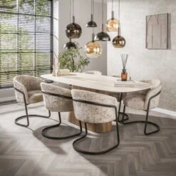 Danique Eettafel deens ovaal Travertine 215cm