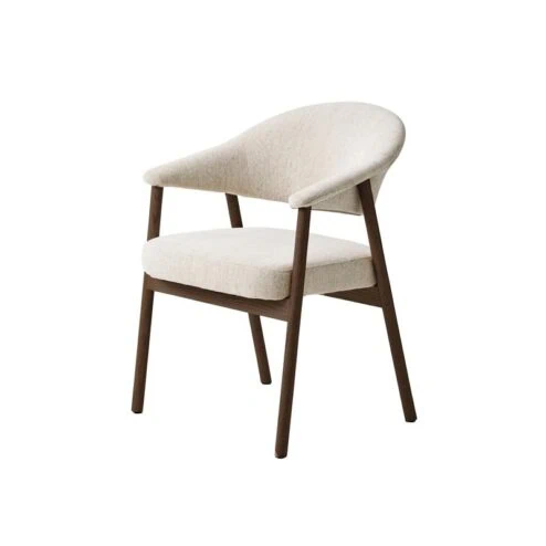 Eliza Eetkamerstoel zand met walnoot poot