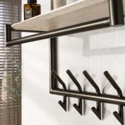 Fenna Kapstok met hoedenplank 10 haken Travertine 65cm