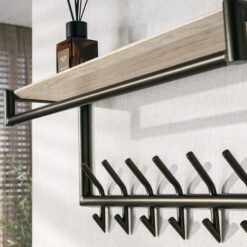 Fenna Kapstok met hoedenplank 14 haken Travertine 85cm