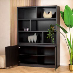 Kiara Vakkenkast 2-deur 6-vaks Zwart 138cm