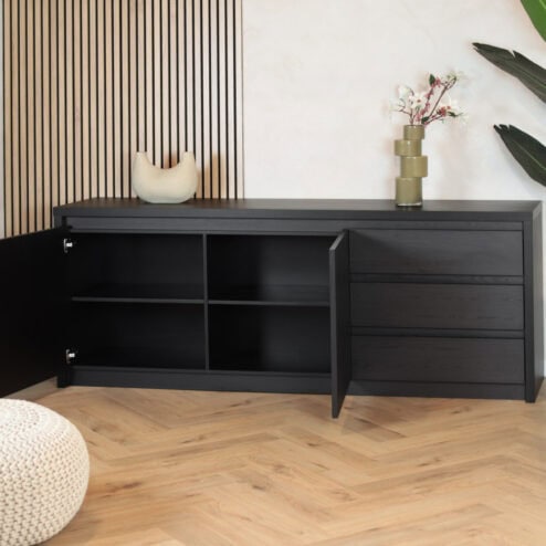 Kiara Dressoir Klein Zwart 212cm