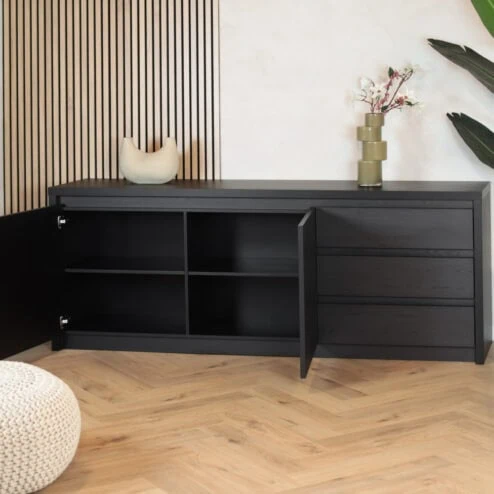 Kiara Dressoir Klein Zwart 212cm