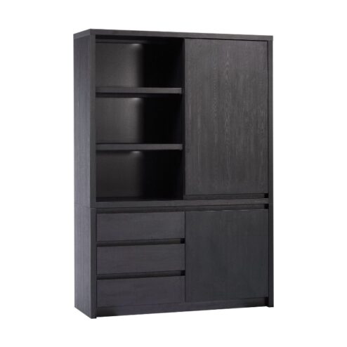 Kiara Vakkenkast 2-deur 3-vaks Zwart 138cm