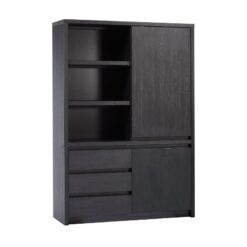 Kiara Vakkenkast 2-deur 3-vaks Zwart 138cm