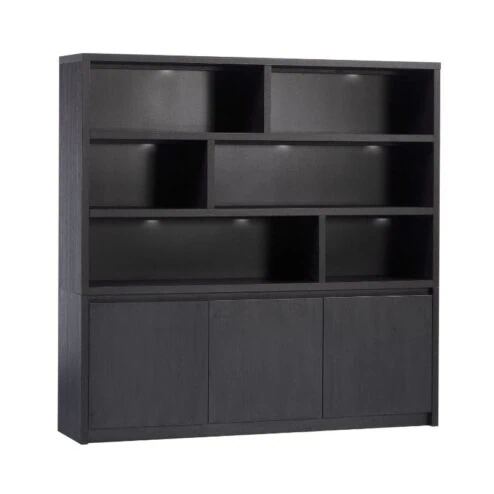 Kiara Vakkenkast 3-deur 6-vaks Zwart 202cm