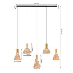 Marlo 5-lichts Hanglamp Amber glas