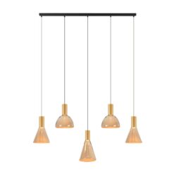 Marlo 5-lichts Hanglamp Amber glas