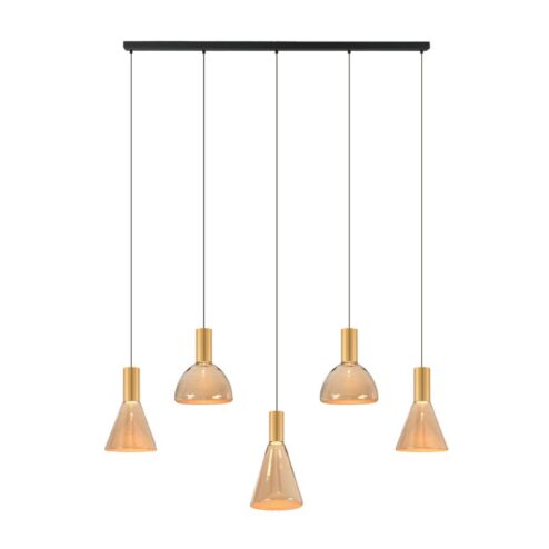 Marlo 5-lichts Hanglamp Amber glas