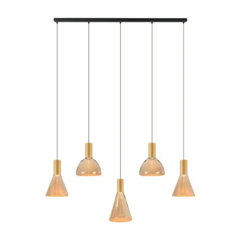 Marlo 5-lichts Hanglamp Amber glas