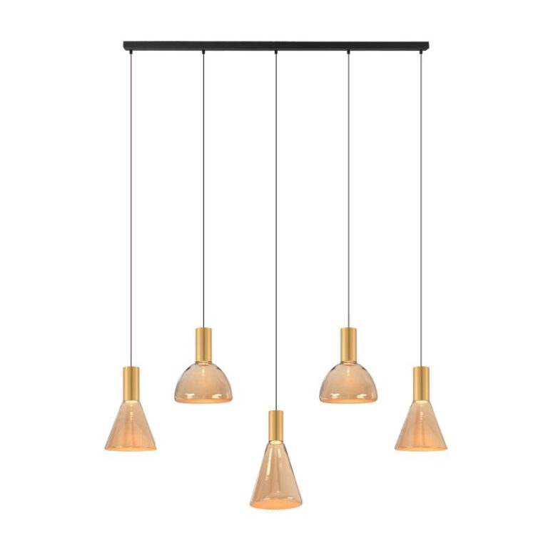 Marlo 5-lichts Hanglamp Amber glas