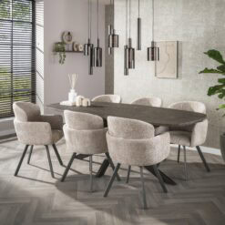 Miles Eettafel deens ovaal Brons 215cm