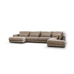 U-Bank Como met ottoman rechts – Beige Silencio 19 Chenille