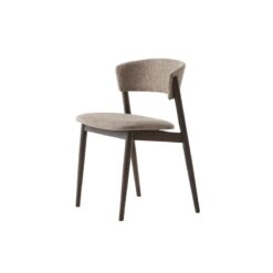 Veerle Eetkamerstoel lichtbruin met walnoot poot