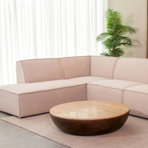 Bowl Salontafel rond Espresso Travertin 90 cm