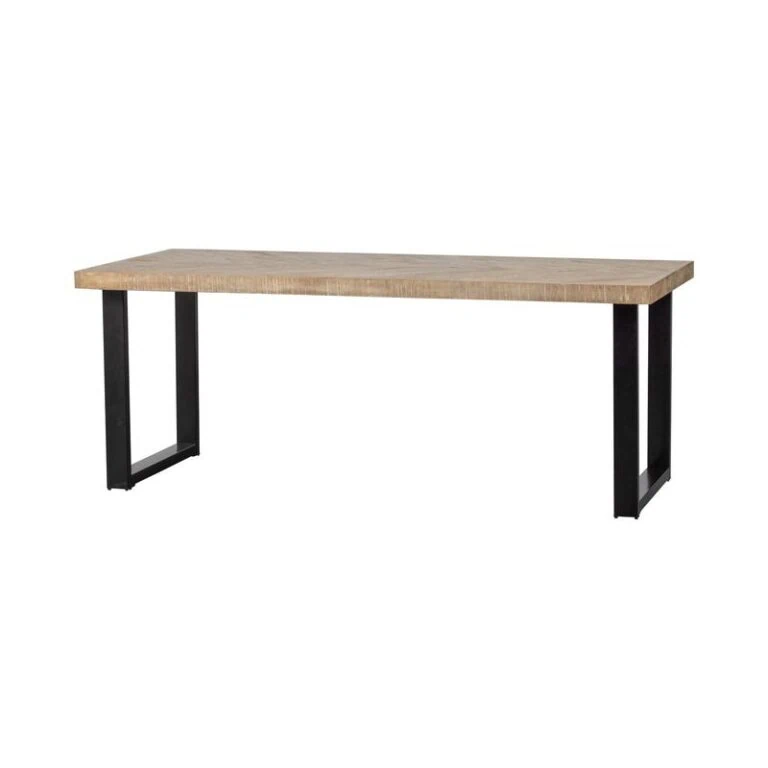 Combi-tablo Eettafel mango visgraat U-poot 200 cm