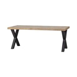 Combi-tablo Eettafel mango visgraat X-poot 200 cm