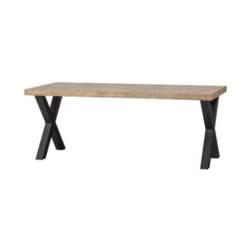 Combi-tablo Eettafel mango visgraat X-poot 200 cm