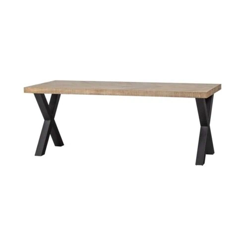 Combi-tablo Eettafel mango visgraat X-poot 200 cm