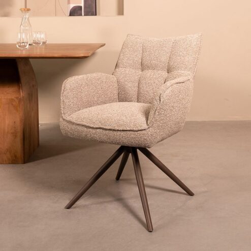 Eetkamerstoel Amalfi Mushoom Boucle met Brons poot