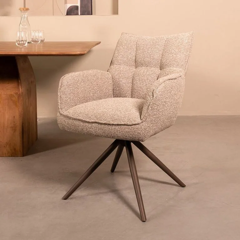 Eetkamerstoel Amalfi Mushoom Boucle met Brons poot
