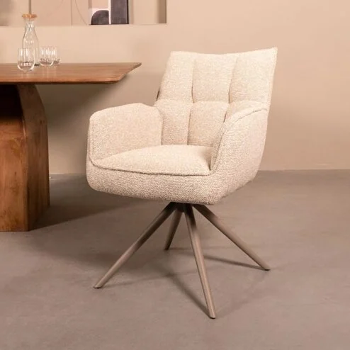 Eetkamerstoel Amalfi Naturel Boucle met Taupe poot