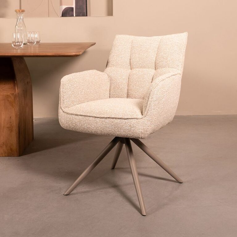 Eetkamerstoel Amalfi Naturel Boucle met Taupe poot