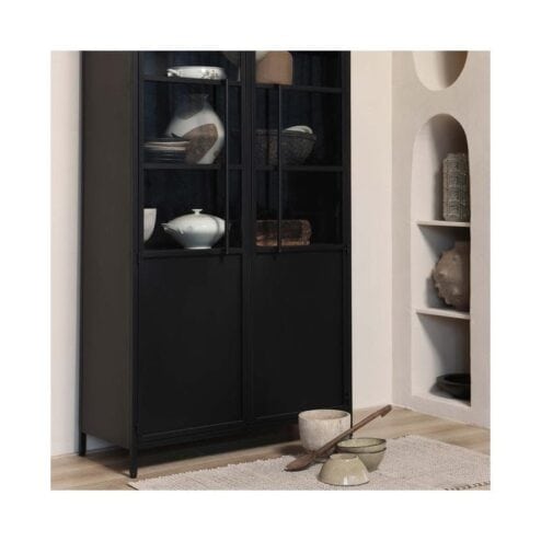 Exhibit Vitrinekast metaal zwart 99 cm