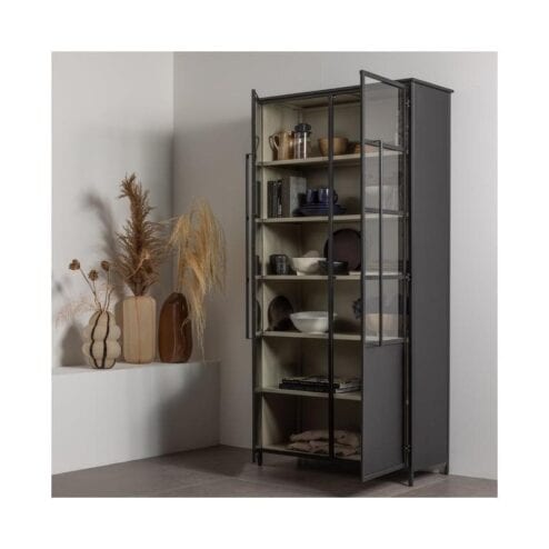 Exhibit XL 2-deurs Vitrinekast metaal zand 99 cm