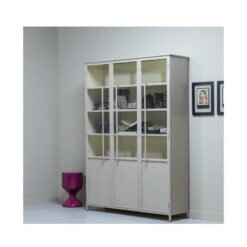 Exhibit XL 3-deurs Vitrinekast metaal zand 99 cm