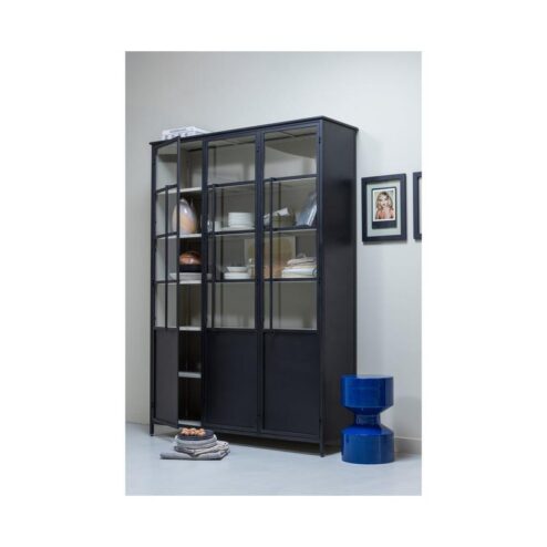 Exhibit XL 3-deurs Vitrinekast metaal zwart 99 cm