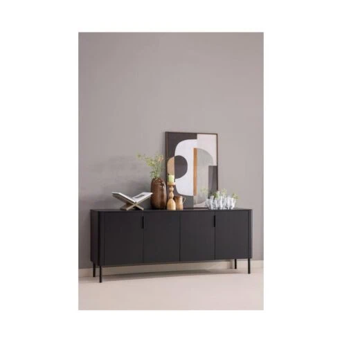 Gunnar Dressoir grenen matzwart 200 cm