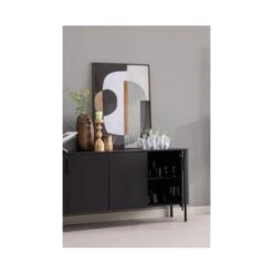 Gunnar Dressoir grenen matzwart 200 cm