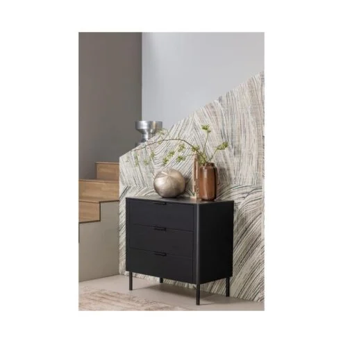 Gunnar Ladekast grenen matzwart 94 cm