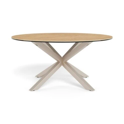 Myrthe Salontafel rond Keramiek met beige poot 82 cm