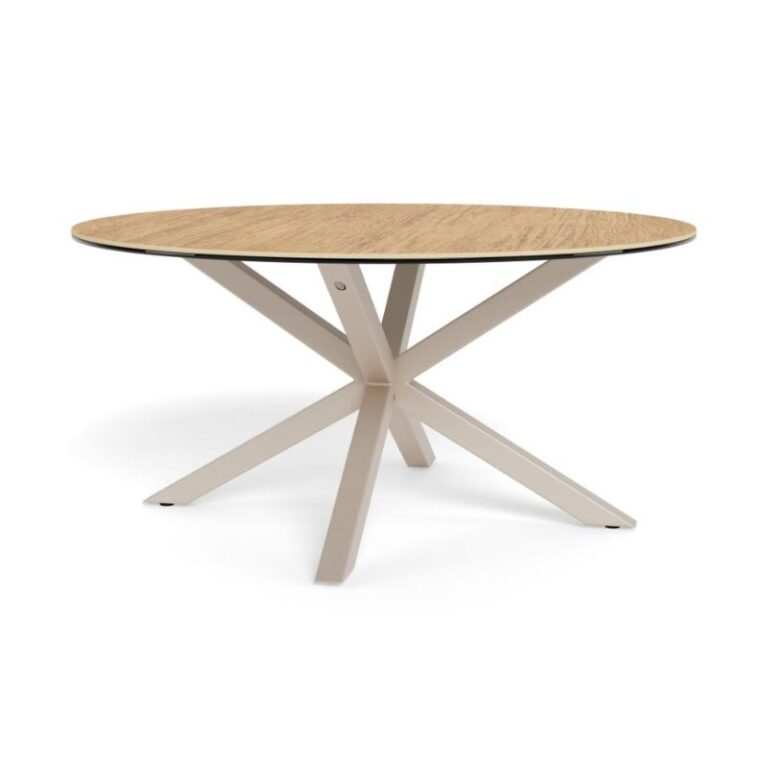 Myrthe Salontafel rond Keramiek met beige poot 82 cm