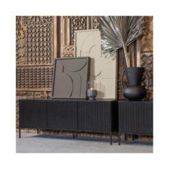 New Gravure Tv meubel grenen zwart 150 cm