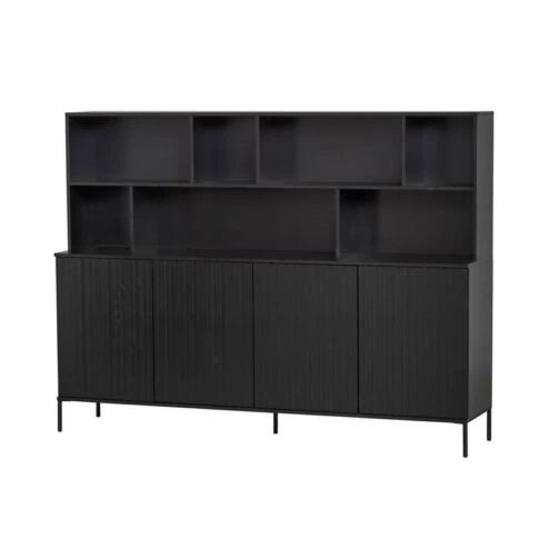 New Gravure Wandkast grenen zwart 200 cm