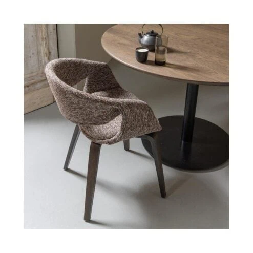 Yossi Eetkamerstoel bruin met houten poot donkerbruin