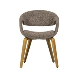 Yossi Eetkamerstoel bruin met houten poot naturel