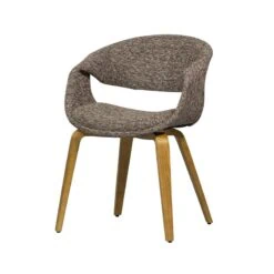 Yossi Eetkamerstoel bruin met houten poot naturel