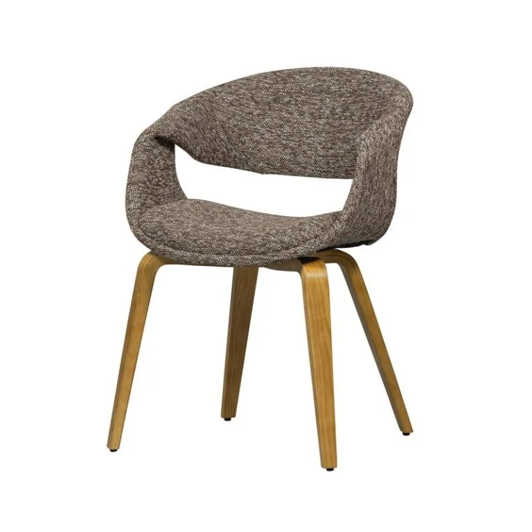 Yossi Eetkamerstoel bruin met houten poot naturel