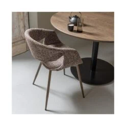 Yossi Eetkamerstoel bruin met metalen poot koper